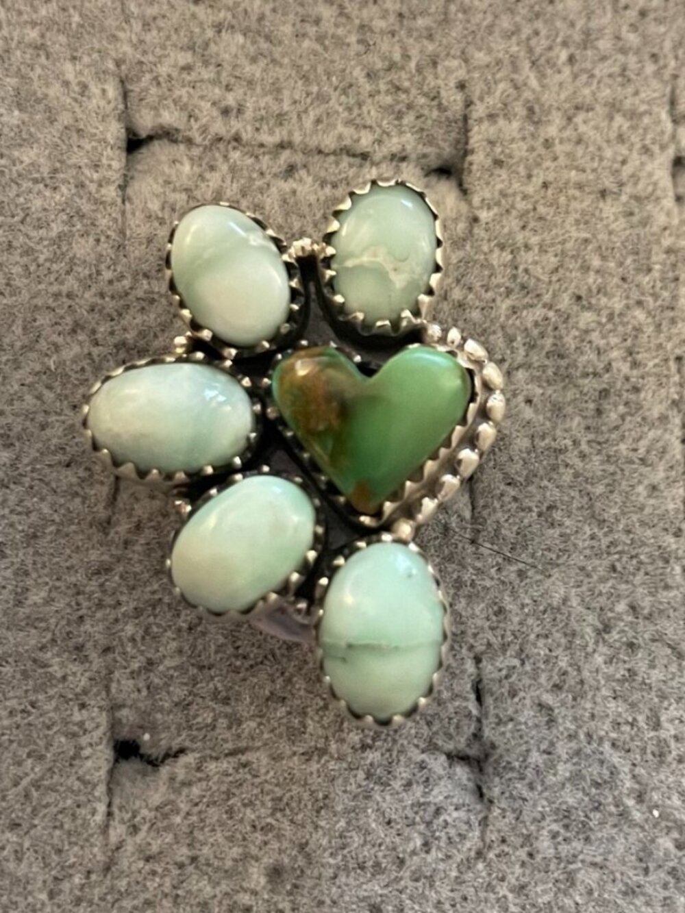 NEW Sterling Silver Turquoise Ring Size 6 Native Inspired Heart NWOT $200